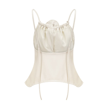 Sancia floralappliqué leather top