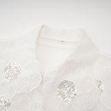 Sandra Shirt Sandra White Crystal Embellished Sheer Shirt