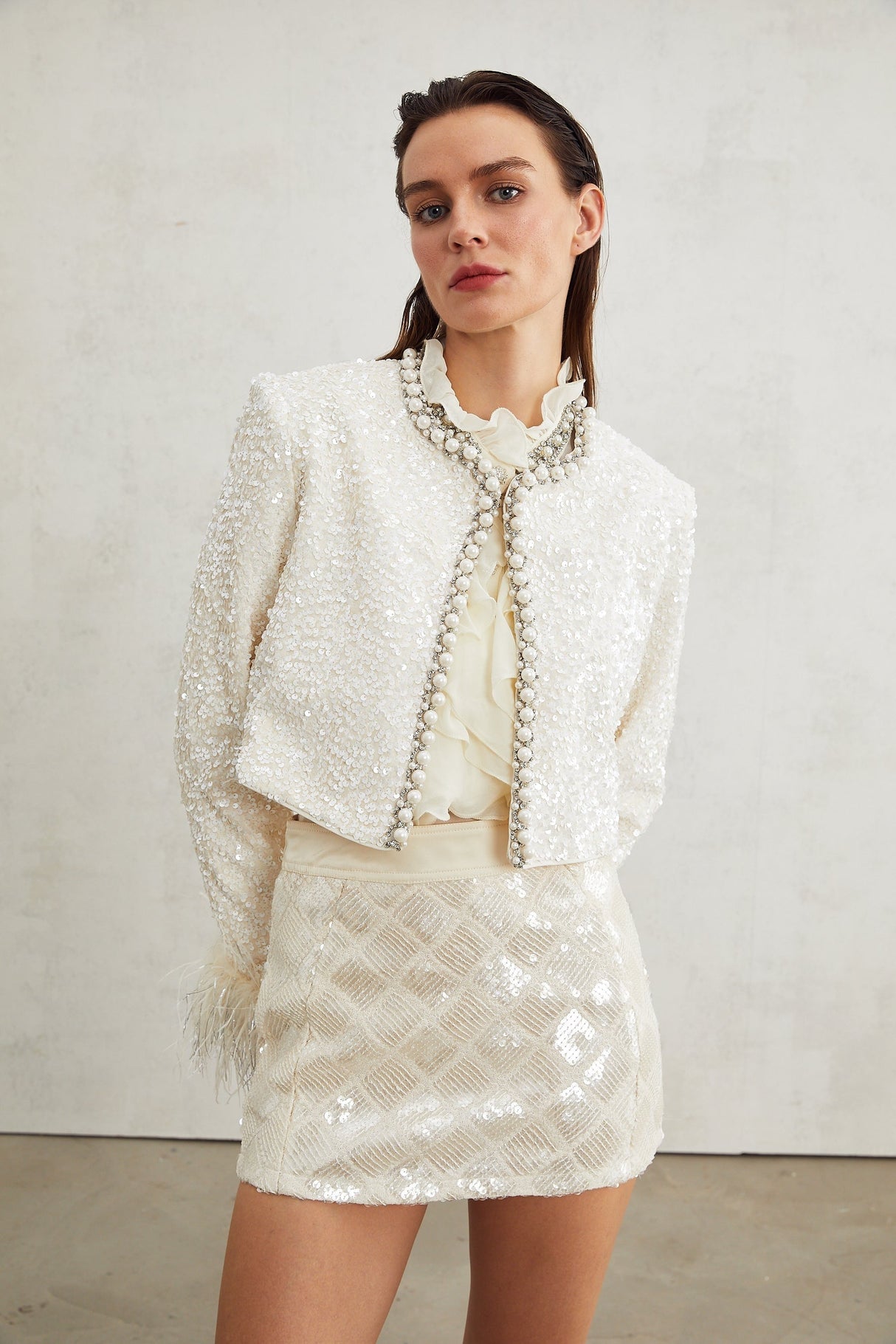 Sandrine fauxpearl embellished jacket