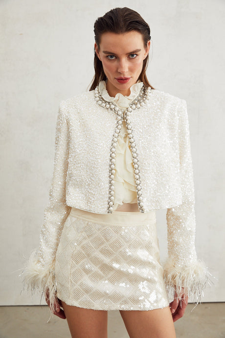 Sandrine fauxpearl embellished jacket