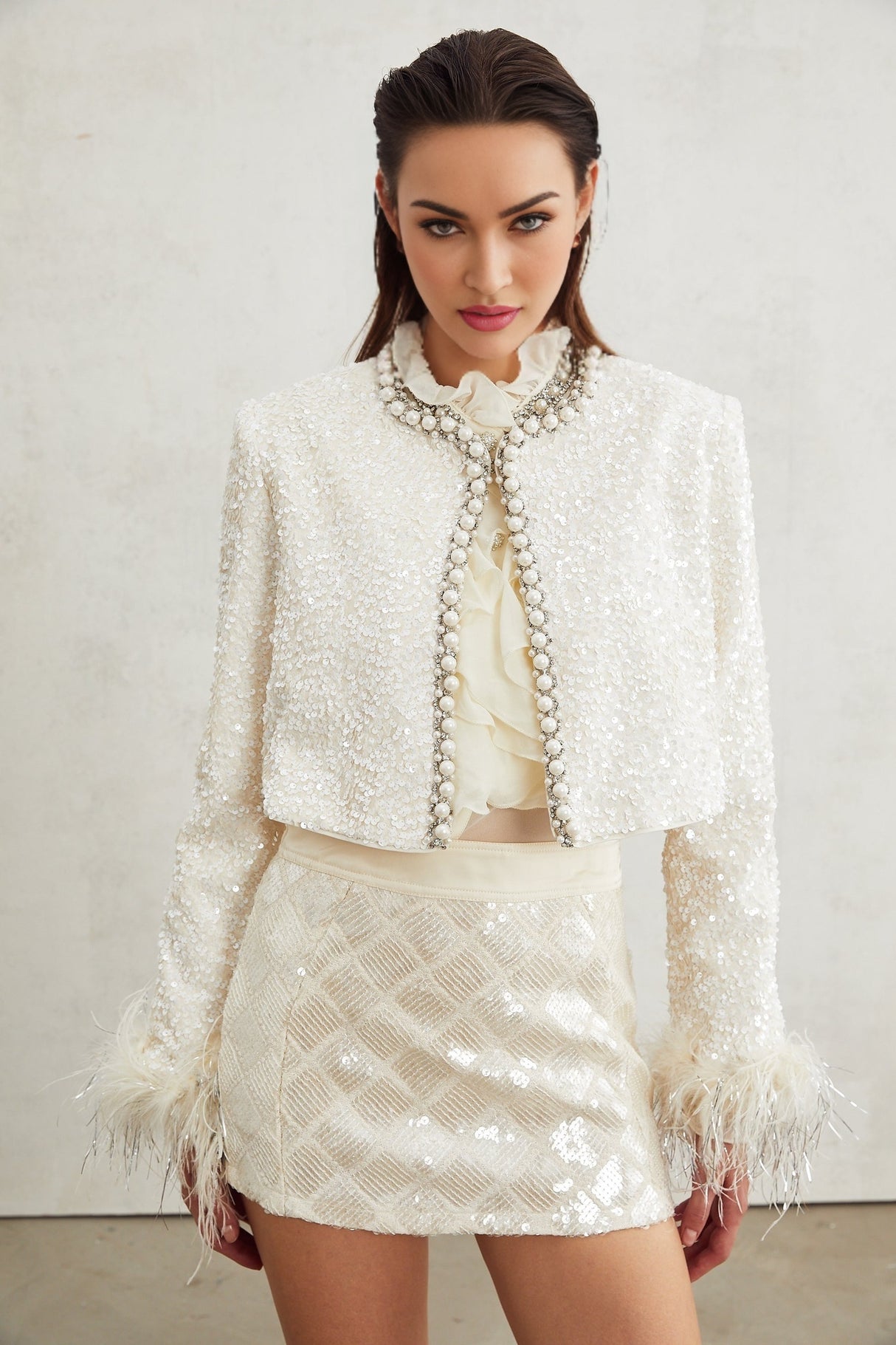 Sandrine fauxpearl embellished jacket