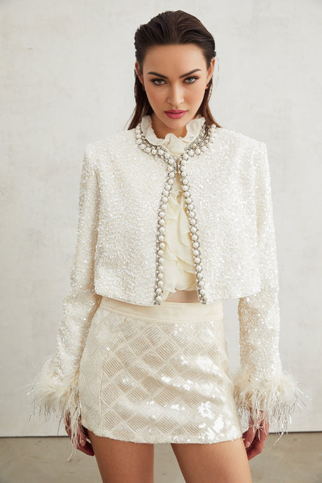 Sandrine fauxpearl embellished jacket