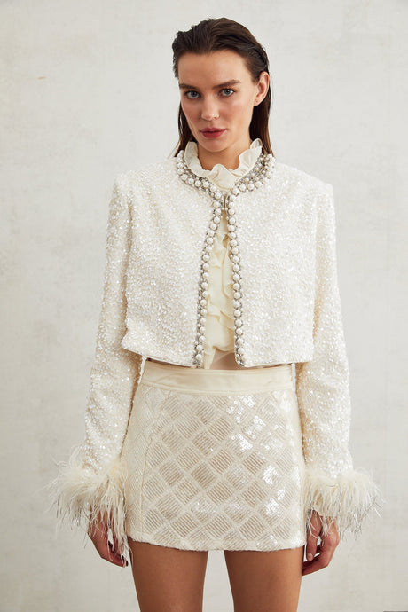 Sandrine fauxpearl embellished jacket