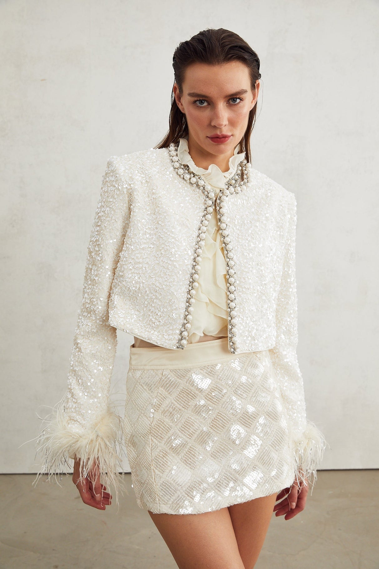 Sandrine fauxpearl embellished jacket