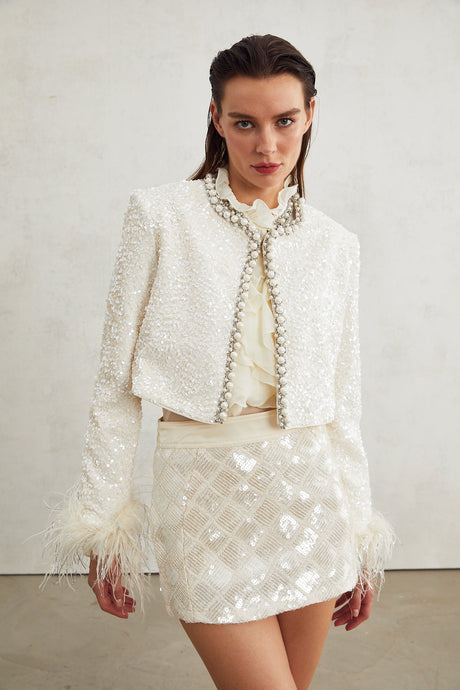 Sandrine fauxpearl embellished jacket