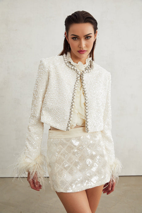 Sandrine fauxpearl embellished jacket