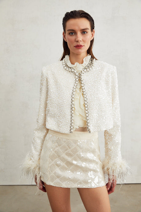 Sandrine fauxpearl embellished jacket