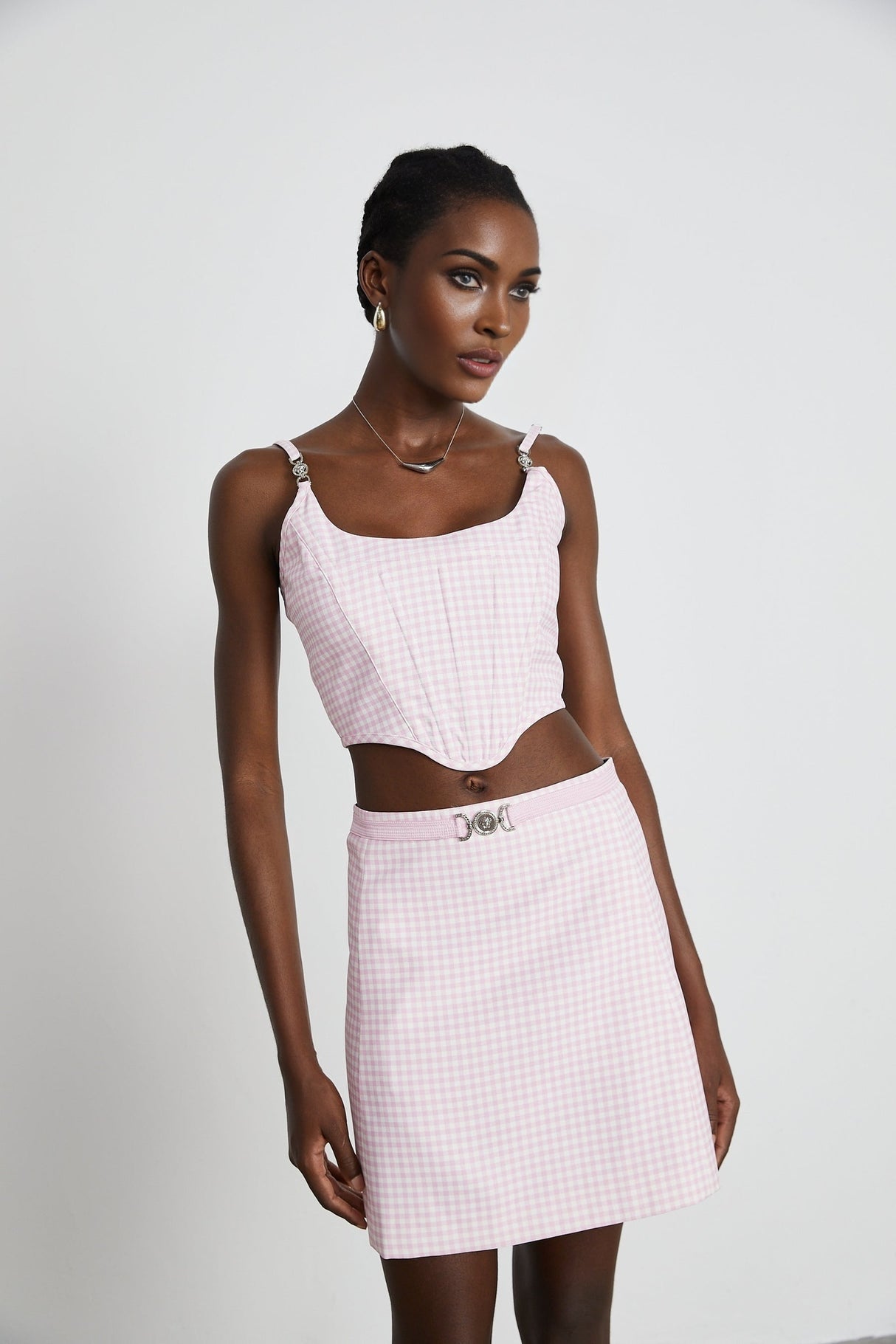Sandrine ginghamcheck top  skirt matching set