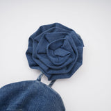 Santa Denim Mini Dress with Floral Applique & Corset Style