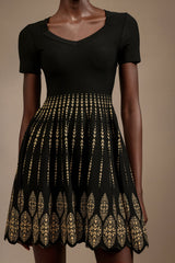 Santa Emilee Black Jacquard Mini Dress