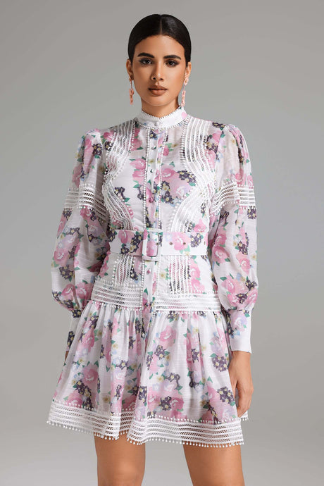 Santa Pink Floral Lace Dress