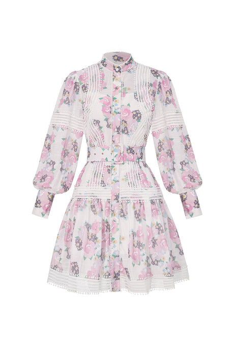 Santa Pink Floral Lace Dress