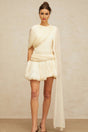 Sara Mini Dress Pleated Ribbon Detail & Glitter Bubble Hem