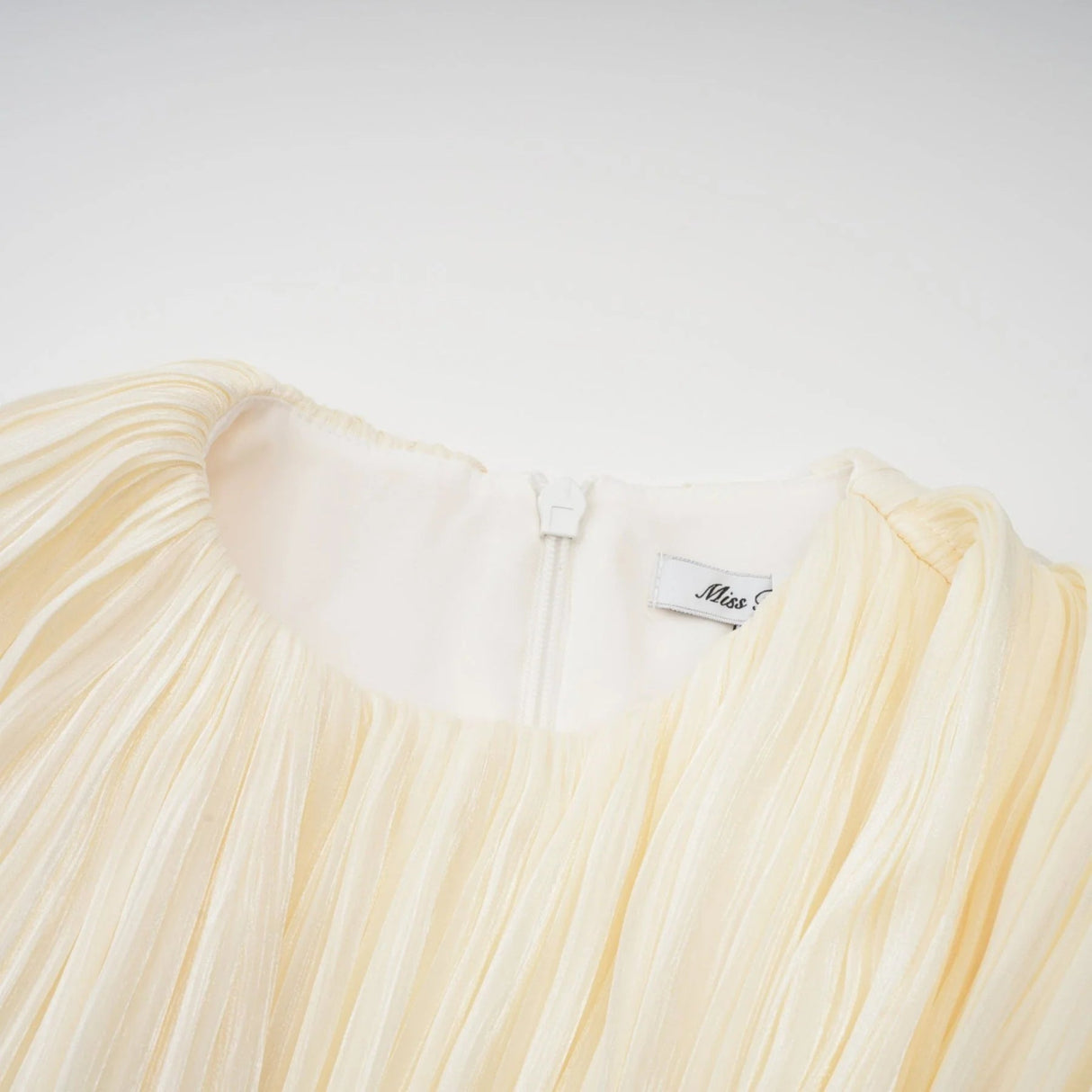 Sara Mini Dress Pleated Ribbon Detail & Glitter Bubble Hem