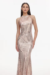 Sara Pink Sequin Maxi Dress