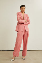 Sarah pink striped embellished jacket  trousers matching set