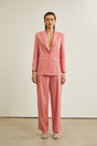 Sarah pink striped embellished jacket  trousers matching set
