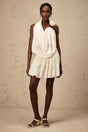 Sarah Top White Floral - Appliqu Halter - neck