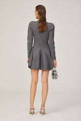 Sarai Mini Dress Sarai Grey Cut Out Flare Knit Mini Dress