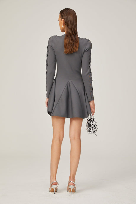 Sarai Mini Dress Sarai Grey Cut Out Flare Knit Mini Dress