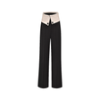 Haven Black Beige Waistband High-Rise Flared Tailoring Trousers - modified