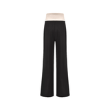 Haven Black Beige Waistband High-Rise Flared Tailoring Trousers - modified