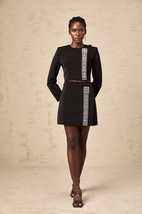 Savanna Skirt & Top Set Black Crystal Embellished Matching Outfit