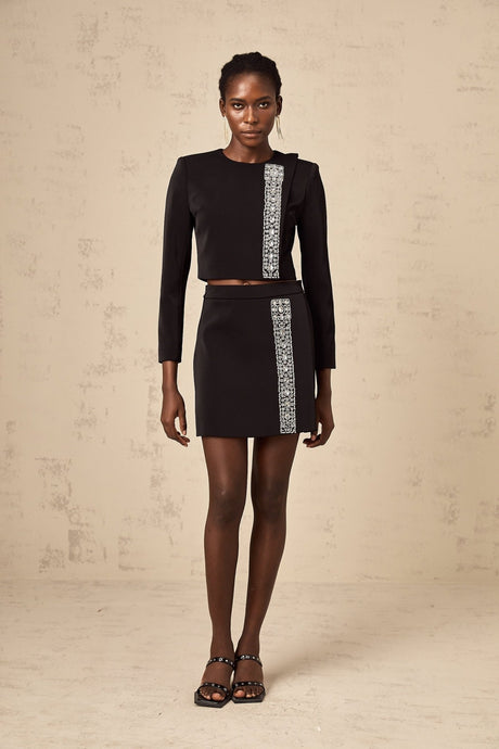 Savanna Skirt & Top Set Black Crystal Embellished Matching Outfit