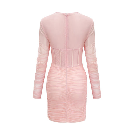 Savannah Long Sleeved Dress Mesh Bustier