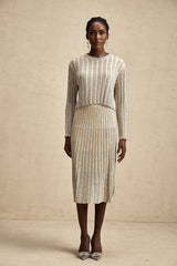 Scarlett Skirt & Top Set Champagne Sequin Knit