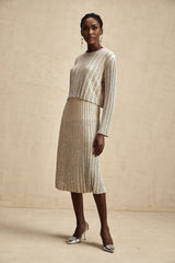Scarlett Skirt & Top Set Champagne Sequin Knit