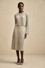 Scarlett Skirt & Top Set Champagne Sequin Knit
