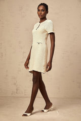 Selena Mini Dress with Ruffled Trim and Front Pockets
