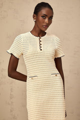 Selena Mini Dress with Ruffled Trim and Front Pockets