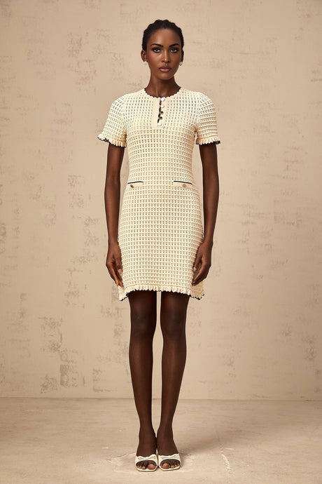 Selena Mini Dress with Ruffled Trim and Front Pockets