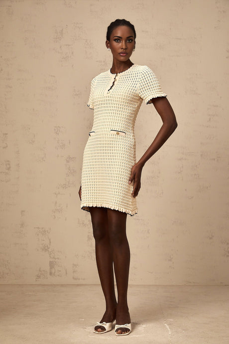 Selena Mini Dress with Ruffled Trim and Front Pockets