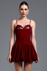 Serafina Red Velvet Sequin Mini Dress