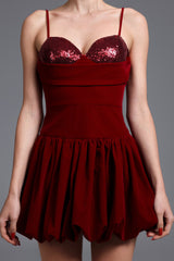 Serafina Red Velvet Sequin Mini Dress