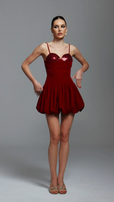 Serafina Red Velvet Sequin Mini Dress