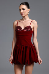 Serafina Red Velvet Sequin Mini Dress