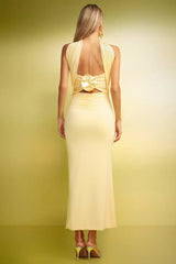 Serafina Yellow Strapless Ruched Maxi Dress