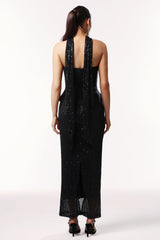 Serena Black Two Piece Dress Set with Sequins and Ribbon Detailing