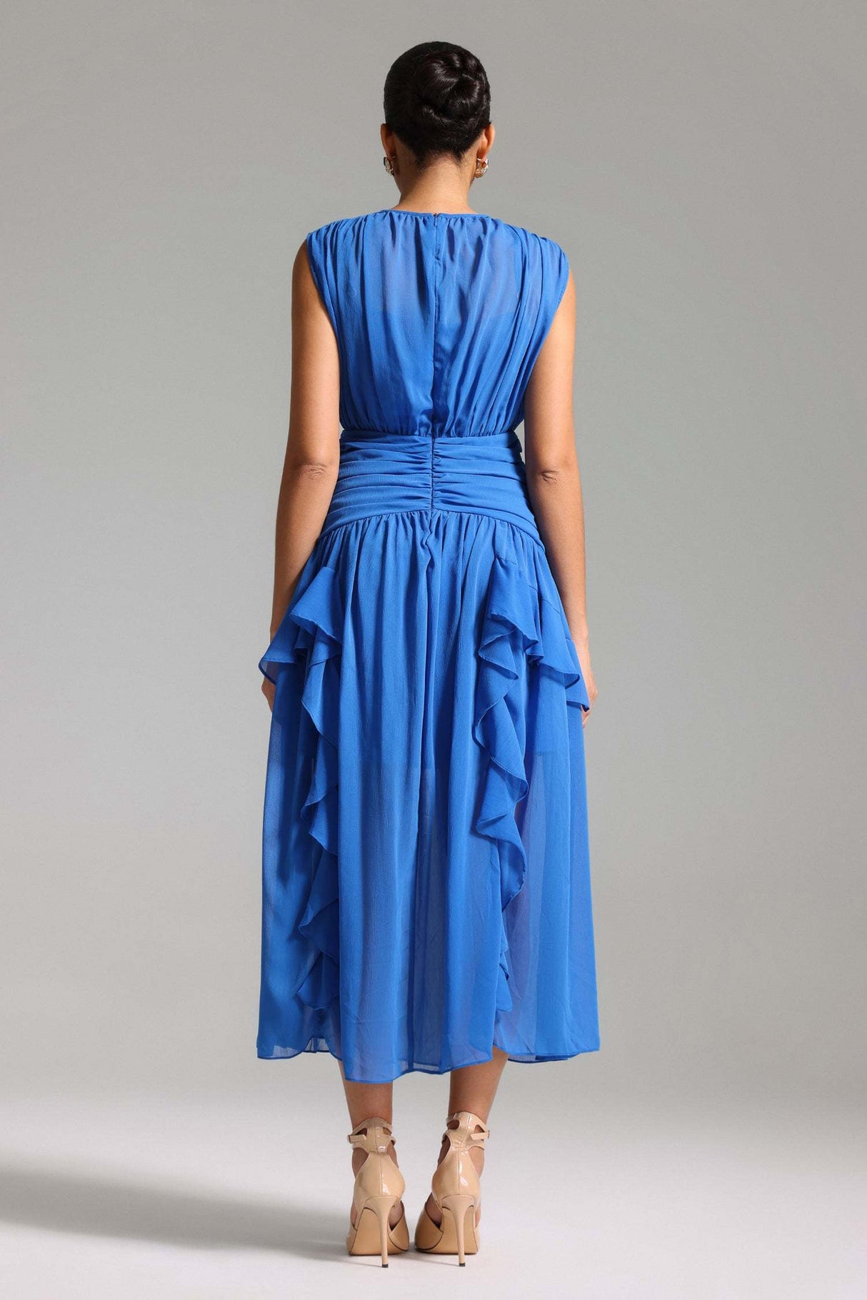 Serenity Blue Ruffled Hem Dress