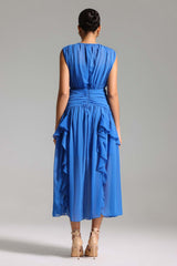 Serenity Blue Ruffled Hem Dress