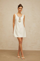 Serenity Mini Dress White Bow Rhinestone Crystal Embellished