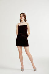 Shayla Dress Purple Velvet Off - Shoulder Thigh - Length & Belted