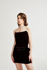 Shayla Dress Purple Velvet Off - Shoulder Thigh - Length & Belted