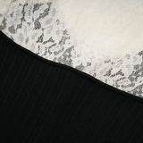 Shayla Midi Dress Black & White Knit Lace Panelled Button Detail