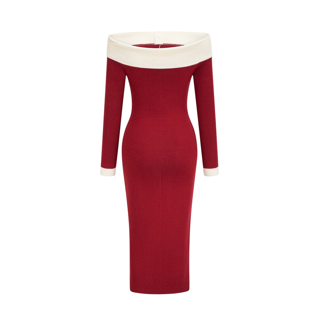 Shayla Midi Dress Red & White Knit Off Shoulder Pen&nbsp