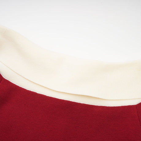 Shayla Midi Dress Red & White Knit Off Shoulder Pen&nbsp